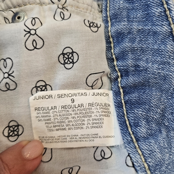 l.e.i. Ashley Flag Patch Denim Shorts Juniors 9 Low Rise USA Stars Stripes - Picture 4 of 8